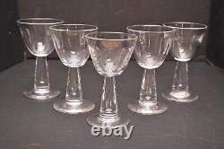 Set of 5 Vintage Steuben Teardrop Glass Cocktail Glasses Wine goblets Air Bubble