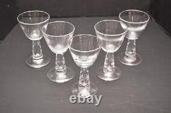 Set of 5 Vintage Steuben Teardrop Glass Cocktail Glasses Wine goblets Air Bubble