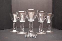 Set of 5 Vintage Steuben Teardrop Glass Cocktail Glasses Wine goblets Air Bubble