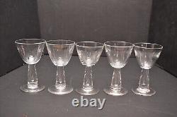 Set of 5 Vintage Steuben Teardrop Glass Cocktail Glasses Wine goblets Air Bubble