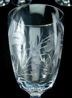 Set of 5 Vintage Tiffin Franciscan Fernwood Cut Crystal Wine Claret Glasses