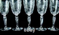 Set of 5 Vintage Tiffin Franciscan Parkwood Cut Crystal Wine Claret Glasses