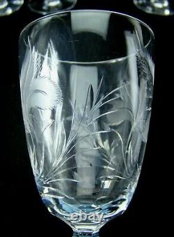 Set of 5 Vintage Tiffin Franciscan Parkwood Cut Crystal Wine Claret Glasses