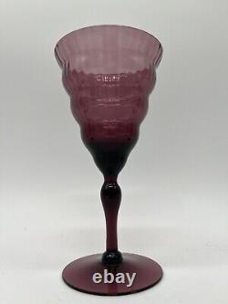 Set of 5 Vintage Utility Glass Works Cambodia Ware Amethyst Water/Wine Glasses