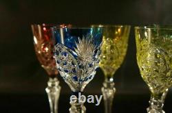 Set of 5 Vintage VAL ST LAMBERT Richepin Cut to Clear Crystal Wine Water Goblet