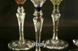 Set of 5 Vintage VAL ST LAMBERT Richepin Cut to Clear Crystal Wine Water Goblet