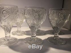 Set of 6 Antique / Vintage French Baccarat moulded glass wine goblets