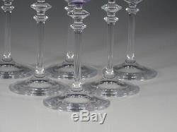 Set of 6 Exceptional Vintage Lilac Glass Etched Wine Goblets c. 1930