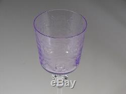 Set of 6 Exceptional Vintage Lilac Glass Etched Wine Goblets c. 1930