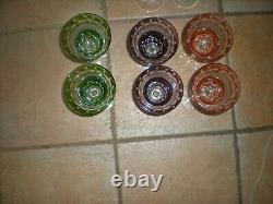 Set of 6 Nachtmann Vintage Wine Glasses Colored Crystal Roemer Hock Glasses