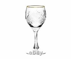 Set of 6 Neman Glassworks, 10-Oz Vintage Russian Crystal Wine Glasses Goblets