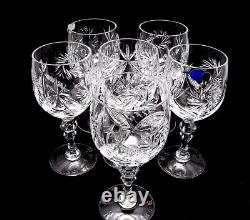 Set of 6 Russian Cut Crystal Red Wine Glasses 8.8 oz Soviet Stemmed Goblet
