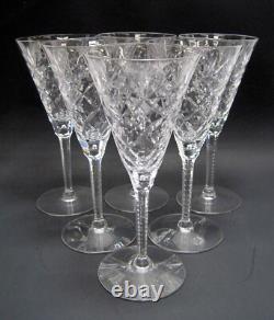 Set of 6 Seneca Stratford Cut Crystal Wine Water Goblet Glasses 8 1/4
