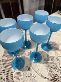 Set of 6 Turquoise Vintage Carlo Moretti Wine Cordial Stemware