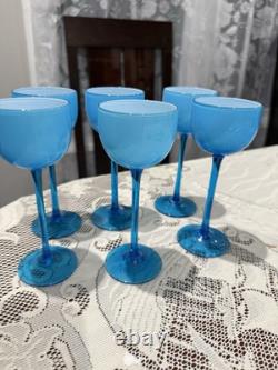 Set of 6 Turquoise Vintage Carlo Moretti Wine Cordial Stemware