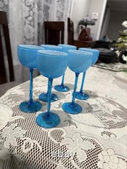 Set of 6 Turquoise Vintage Carlo Moretti Wine Cordial Stemware