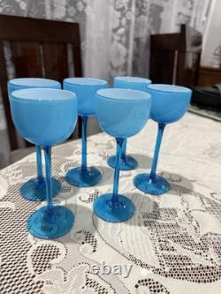 Set of 6 Turquoise Vintage Carlo Moretti Wine Cordial Stemware