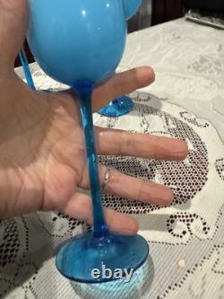 Set of 6 Turquoise Vintage Carlo Moretti Wine Cordial Stemware