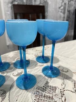 Set of 6 Turquoise Vintage Carlo Moretti Wine Cordial Stemware