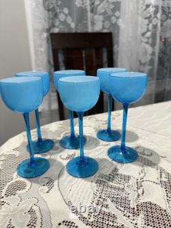 Set of 6 Turquoise Vintage Carlo Moretti Wine Cordial Stemware