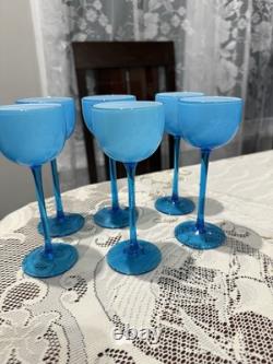 Set of 6 Turquoise Vintage Carlo Moretti Wine Cordial Stemware