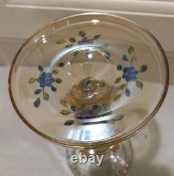 Set of 6 Vintage Bohemian Moser WINE GOBLET Glass Gold Gilt Hand Painted