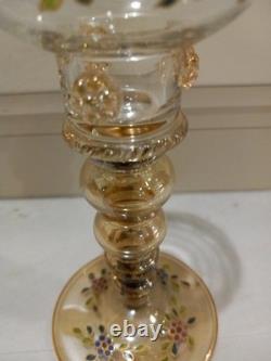 Set of 6 Vintage Bohemian Moser WINE GOBLET Glass Gold Gilt Hand Painted