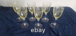 Set of 6 Vintage Cambridge Apple Blossom Yellow wine Glasses