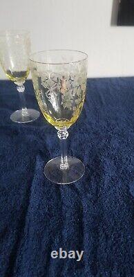 Set of 6 Vintage Cambridge Apple Blossom Yellow wine Glasses