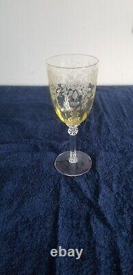 Set of 6 Vintage Cambridge Apple Blossom Yellow wine Glasses