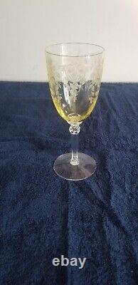 Set of 6 Vintage Cambridge Apple Blossom Yellow wine Glasses