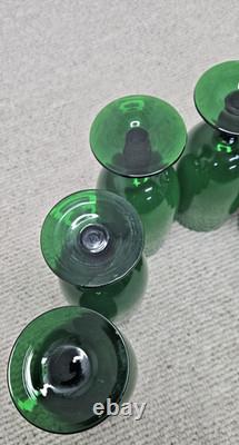 Set of 6 Vintage Carlos Moretti 6.5 Green Cased Water Wine Goblets