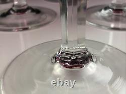 Set of 6 Vintage Cranberry Overlay Blown Glass 6 1/2 Goblets with Cut Stems