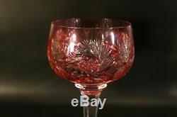 Set of 6 Vintage Crystal Colored Cut To Clear Czech Bohemian Wine Glass Marked