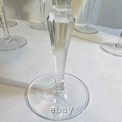 Set of 6 Vintage Green cut to clear Crystal Wine Glasses