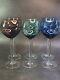 Set of (6) Vintage Hand Blown Ombre Wine Glasses Stemware 9in tall. 12oz