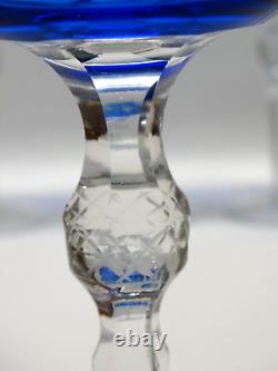 Set of 6 Vintage Hortensja Poland Cobalt Blue Hock Stem Crystal Wine Glasses HTF