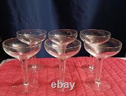 Set of 6 Vintage Mid Century Modern Hand Blown Wine Glasses