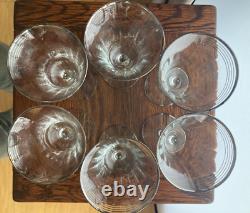 Set of 6 Vintage Optic Wine Glasses With Platinum Trim And Decanter