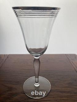 Set of 6 Vintage Optic Wine Glasses With Platinum Trim And Decanter