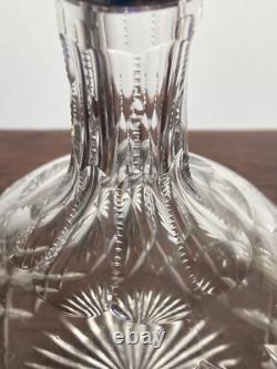 Set of 6 Vintage Optic Wine Glasses With Platinum Trim And Decanter