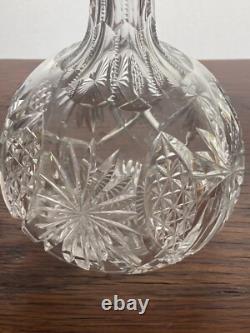 Set of 6 Vintage Optic Wine Glasses With Platinum Trim And Decanter