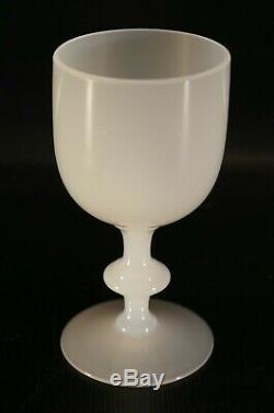 Set of 6 Vintage Portieux Vallerysthal White Opaline Wine Water Glasses French
