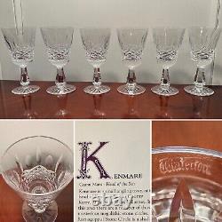 Set of 6 Vintage WATERFORD CRYSTAL Kenmare 6 Claret Wine Glasses IRELAND