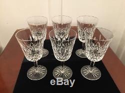 Set of 6 Vintage WATERFORD CRYSTAL Lismore Tall 10 oz Water Wine Glasses Goblets