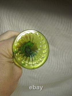 Set of 6 Vintage Water Wine Goblets Hobnail Green Footed Glass L. E Smith Fenton