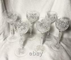 Set of 6 Vintage Waterford Crystal Clare Wine Hock Glasses 7-3/8 Fine Stemware