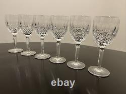 Set of (6) Waterford Crystal Colleen Tall Stem Claret Wine Glasses 6 1/2