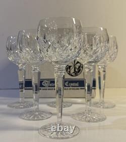 Set of 6 Waterford Crystal Lismore Hock Wine Glasses 7-3/8 Old Mark Vintage