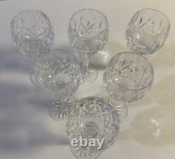 Set of 6 Waterford Crystal Lismore Hock Wine Glasses 7-3/8 Old Mark Vintage